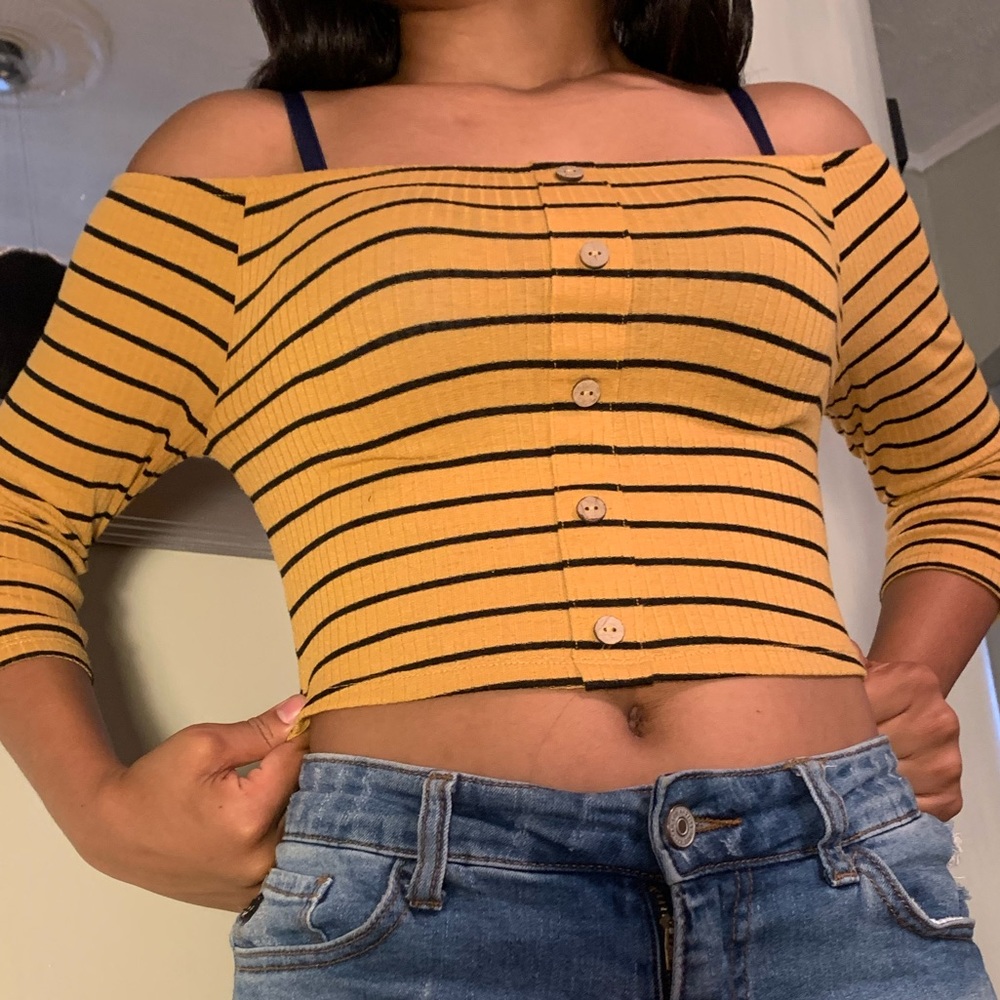 Mustard stripped Croptop